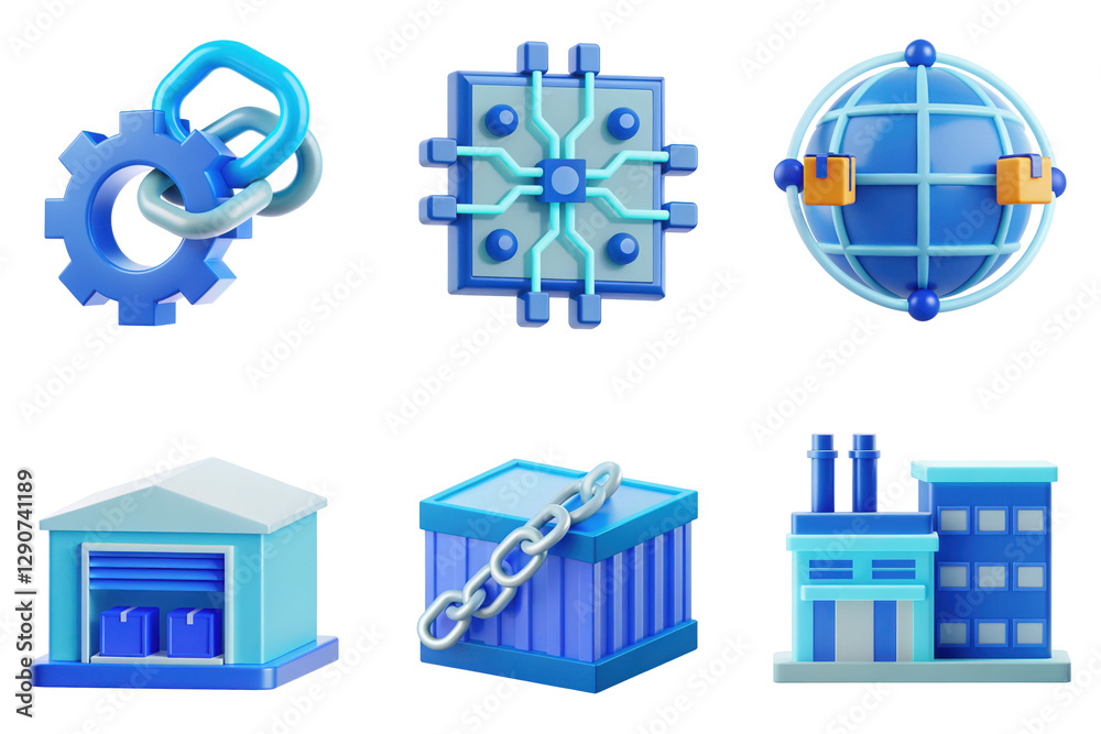 Obraz premium Modern Digital Icons Representing Technology, Industry, and Global Connectivity