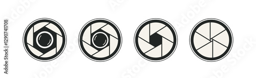 camera shutter icon set