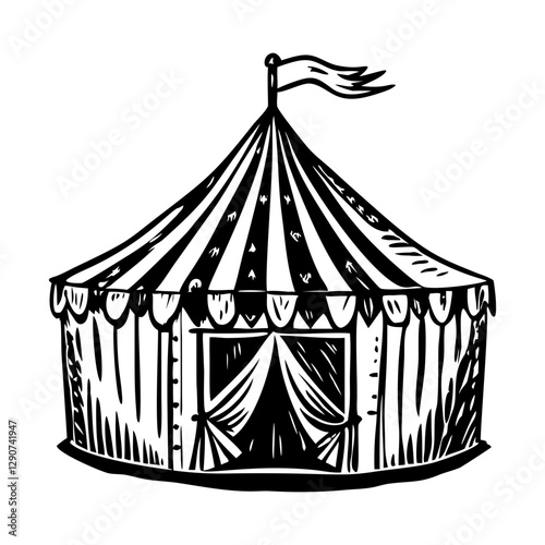 A sketchy style illustration of circus tent