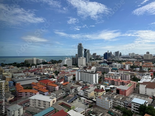 Stunning Aerial View of Pattaya City, Thailand – Coastal Urban Skyline photo