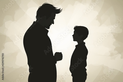 silhouette of father and child holding hands