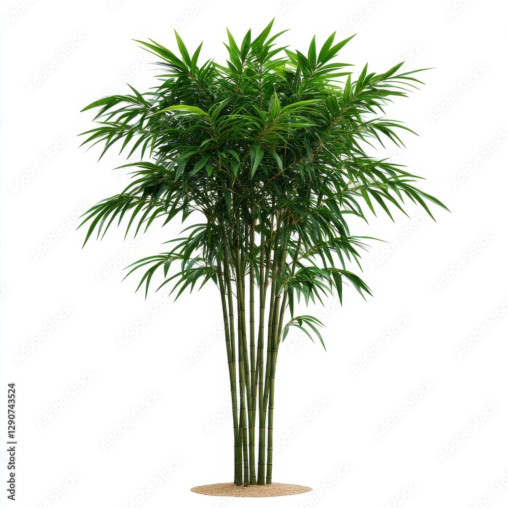 Fototapeta premium Lush Green Bamboo Plant with Vibrant Leaves Isolated on White Background
