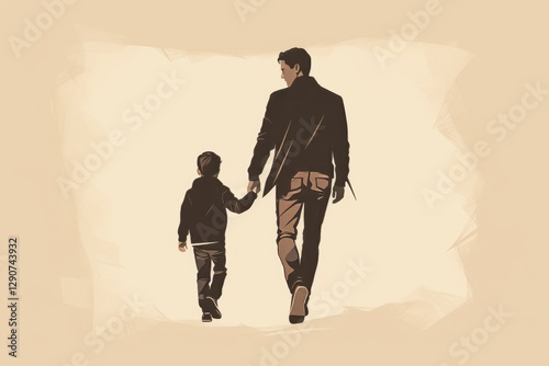 silhouette of father and child holding hands