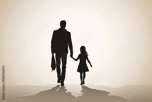 silhouette of father and child holding hands