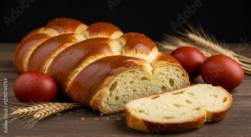 Easter bread, Greek tsoureki, a sweet braided bread with a distinctive orange and mahlab flavor.