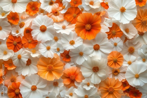 Bright Orange and White Flowers Arranged Beautifully on a Light Surface