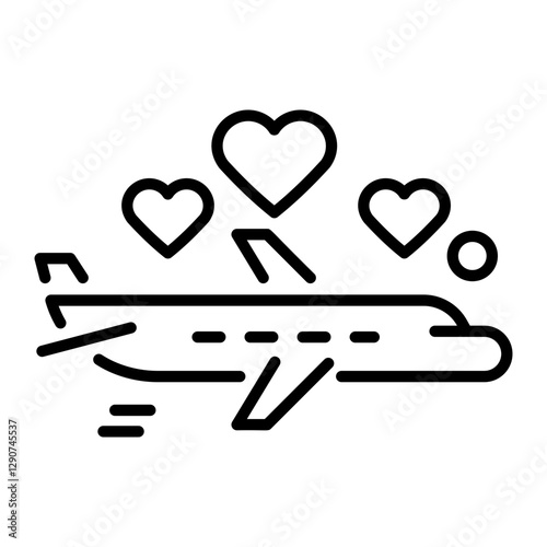 Honeymoon trip icon in linear style 