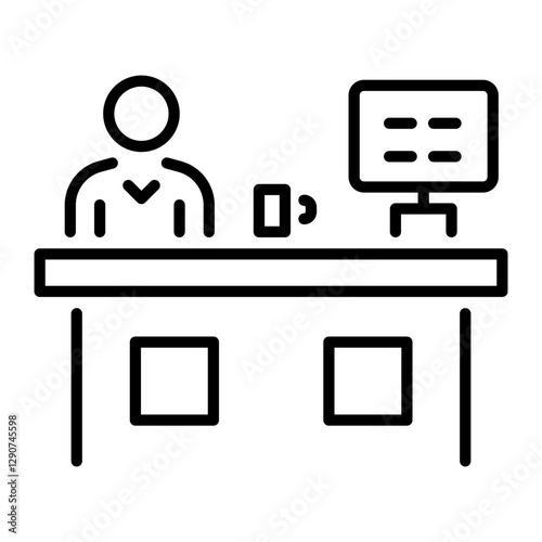 Registration desk icon in linear style 