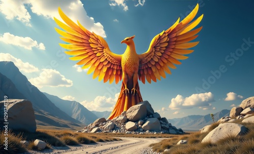 Phoenix of Innovation A phoenix rising from old tech symbolizing new beginnings 