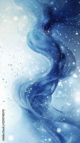 Vibrant Blue Liquid Swirl With Bubbles Creating a Dynamic Flow in a Serene En...