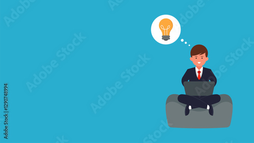 Graphic Vector Illustration of Business, Entrepreneur, Career and Success Challenges. Character Concept Working in front of Laptop