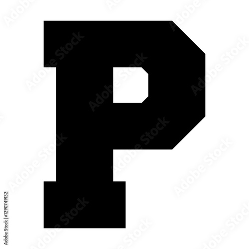 Initial letter P in college varsity university font svg cut file. Isolated vector illustration.