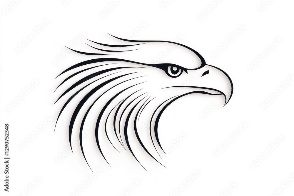Fototapeta premium Stylized eagle illustration showcasing powerful features in a minimalist design.
