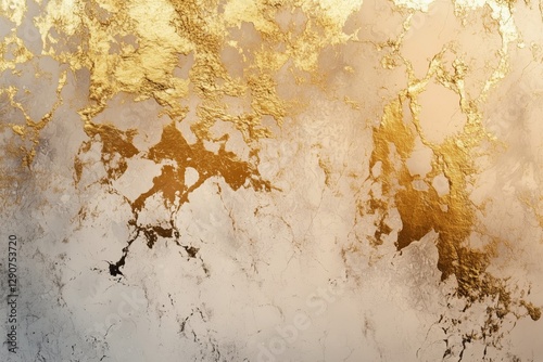 Decorative Wall Design Featuring Golden and Silver Patterns in an Elegant Geo...