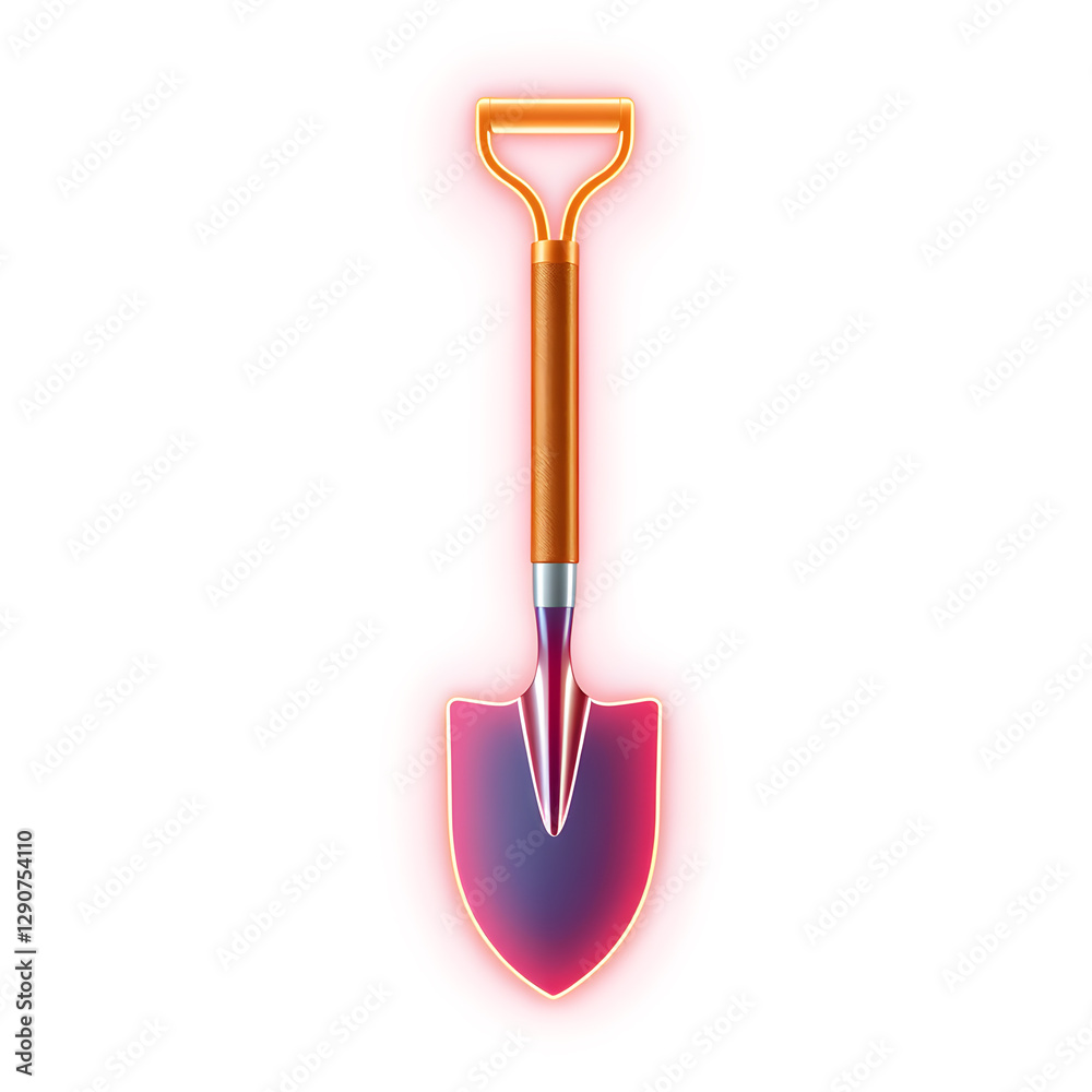 Gardener shovel holographic 3D icon. neon symbol vector illustration isolated on white background. Generative AI Gardener shovel holographic 3D icon. neon symbol vector illustration isolated on white background. Generative AI