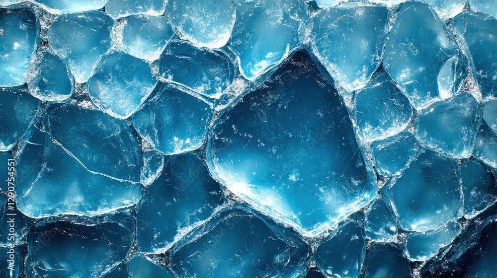 Blue glass mosaic texture, close-up, background blur, design Blue glass mosaic texture, close-up, background blur, design