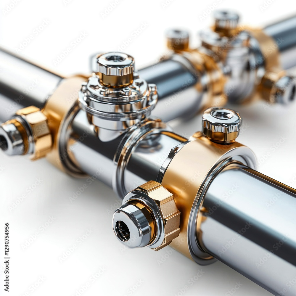 Detailed and sharp image of an oil pipeline heat tracing system on a white background, ready for use in presentations, websites, and print materials, displaying its energy efficiency Detailed and sharp image of an oil pipeline heat tracing system on a white background, ready for use in presentations, websites, and print materials, displaying its energy efficiency