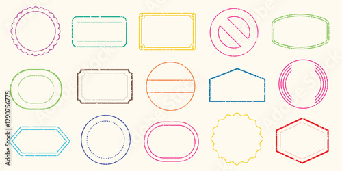 Colorful label templates in various shapes: circles, rectangles, ovals. Labels in vibrant colors, perfect for design. Versatile label templates for creative projects. Colorful stamps, element vectors