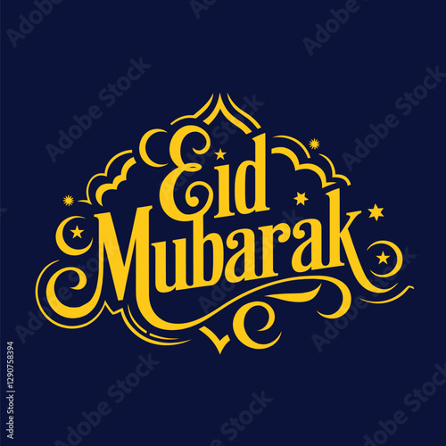 A Simple Typography of Eid Mubarak.