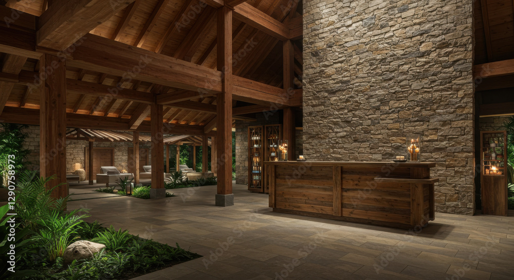 Obraz premium Natural wood and stone textures spa design