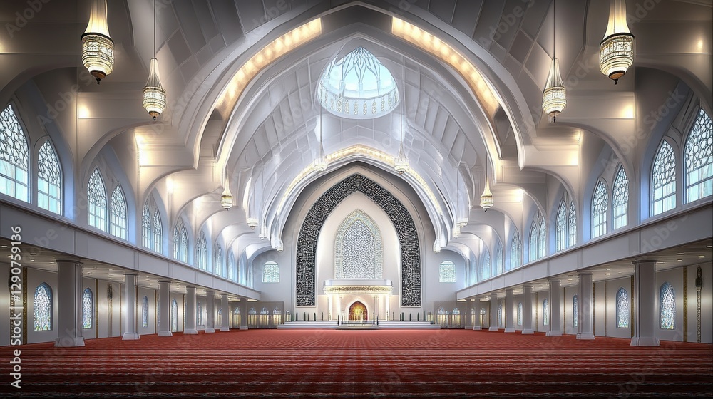 Obraz premium Majestic Interior of Modern Mosque with Elegant Architectural Design