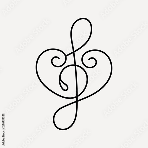 Elegant treble clef design, hand drawn vector