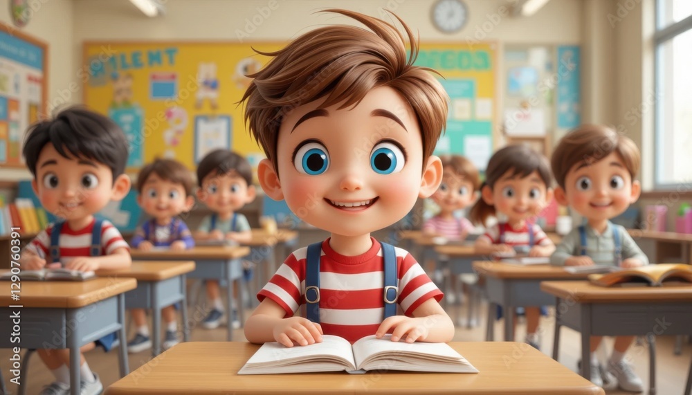 Diverse Group of Happy Children Learning in a Bright Classroom Setting with Books and Educational Posters Diverse Group of Happy Children Learning in a Bright Classroom Setting with Books and Educational Posters