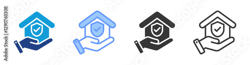 Property Insurance icon set multiple style collection