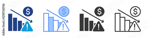 Financial Risk icon set multiple style collection