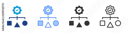 Model Validation icon set multiple style collection