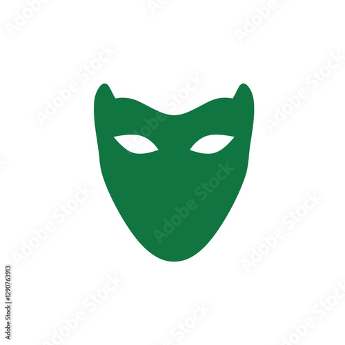 green mask on white background