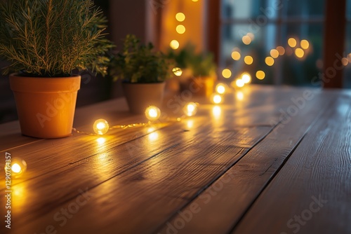Cozy Illuminated Setting Featuring Hanging Light Bulbs in a Warm Indoor Space...