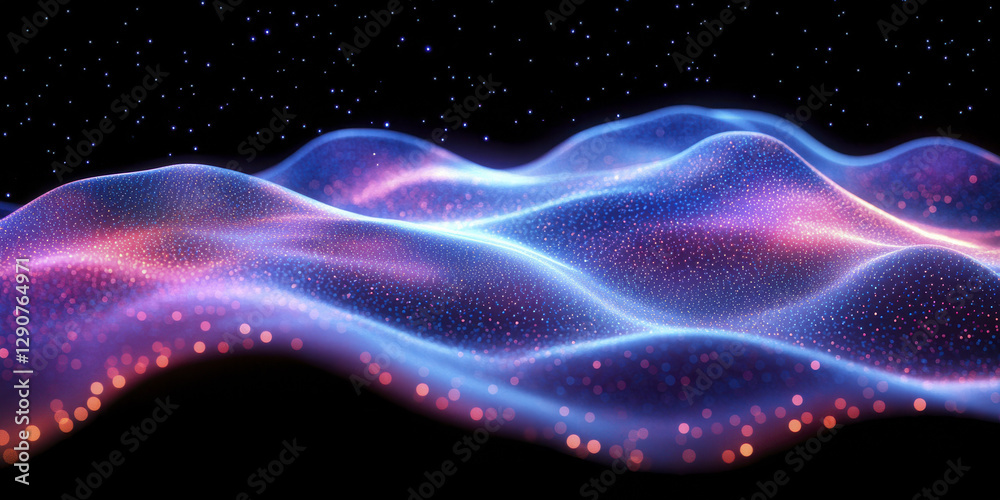 Fototapeta premium Abstract digital background with blue and pink waves, creating mesmerizing visual effect. flowing patterns evoke sense of tranquility and wonder, perfect for various design projects