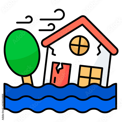 Flood icon in flat design isolated on white background