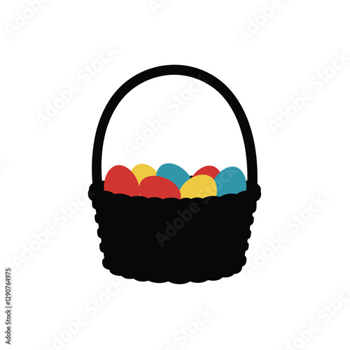 basket with easter eggs