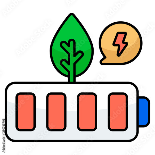 A flat design icon of eco battery