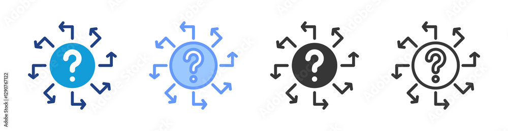 Uncertainty icon set multiple style collection Uncertainty icon set multiple style collection