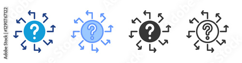 Uncertainty icon set multiple style collection