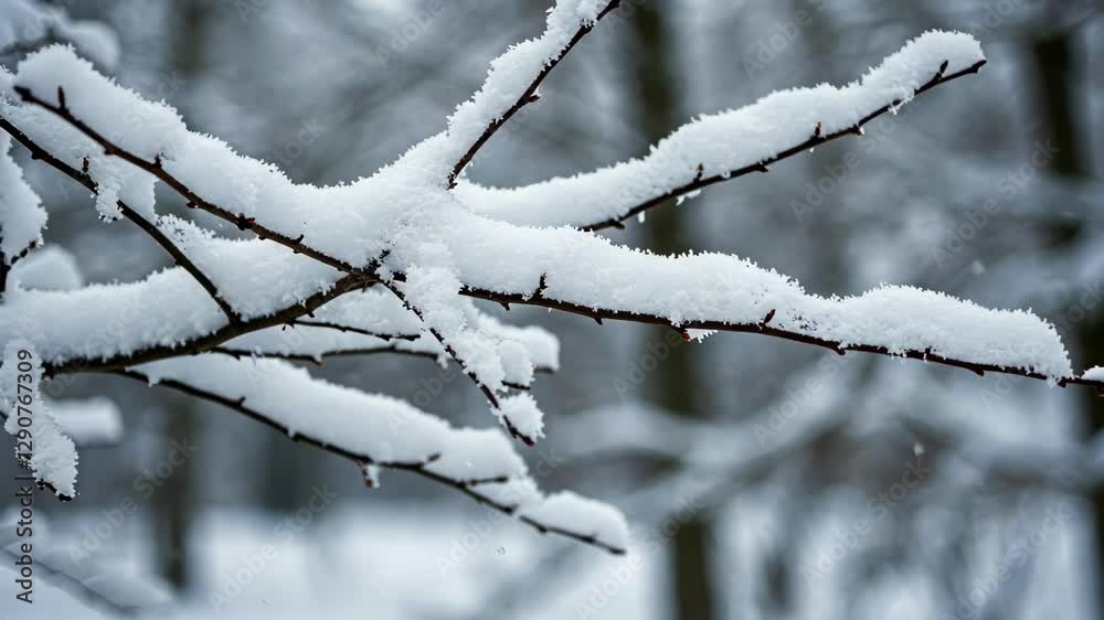 A serene winter scene with snow covered branches A serene winter scene with snow covered branches