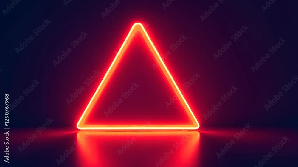 4k frame burning orange triangle on dark background