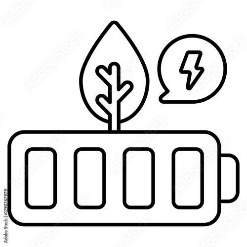 A flat design icon of eco battery
