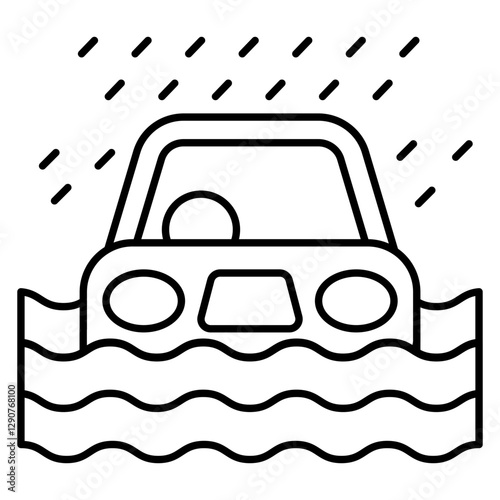 Heavy rainfall icon in flat design isolated on white background
