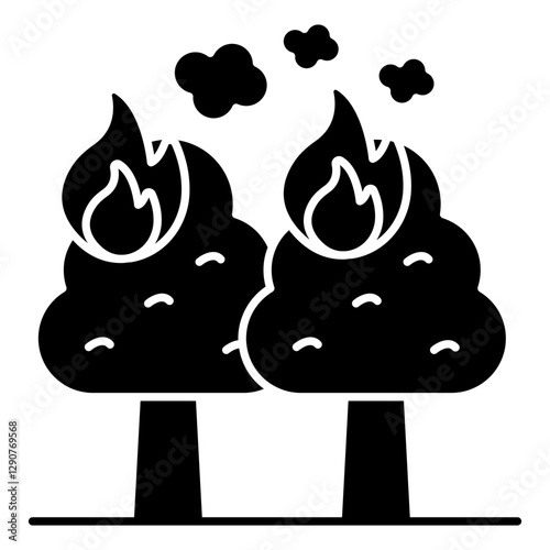 Editable design icon of forest fire