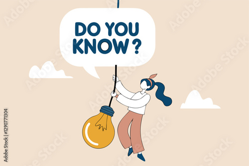 Did you know, fun fact, idea or advice message, useful knowledge or wisdom, expert information, explanation or solution, useful tips concept, woman talk on megaphone on did you know speech bubble.