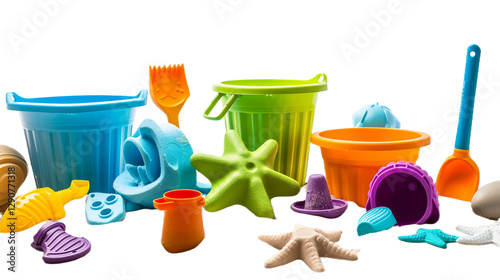 Beach Toys Set on transparent background PNG. photo