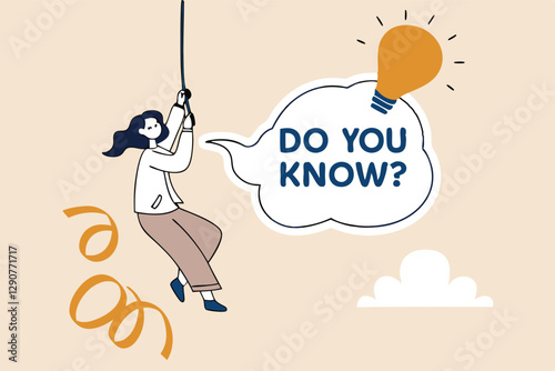 Did you know, fun fact, idea or advice message, useful knowledge or wisdom, expert information, explanation or solution, useful tips concept, woman talk on megaphone on did you know speech bubble.