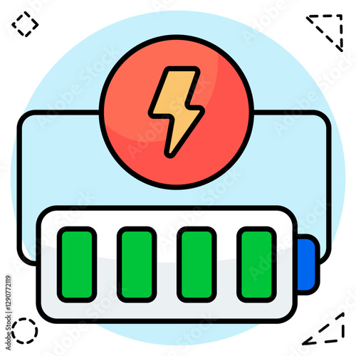 A flat design icon of mobile battery