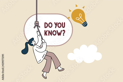 Did you know, fun fact, idea or advice message, useful knowledge or wisdom, expert information, explanation or solution, useful tips concept, woman talk on megaphone on did you know speech bubble.