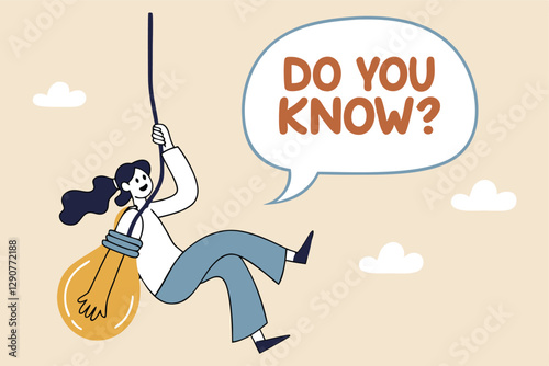 Did you know, fun fact, idea or advice message, useful knowledge or wisdom, expert information, explanation or solution, useful tips concept, woman talk on megaphone on did you know speech bubble.