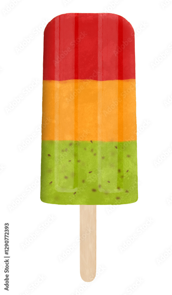 Delicious Mixed Fruit Ice Cream Stick Illustration. Kiwi, Orange & Strawberry Flavor Delicious Mixed Fruit Ice Cream Stick Illustration. Kiwi, Orange & Strawberry Flavor
